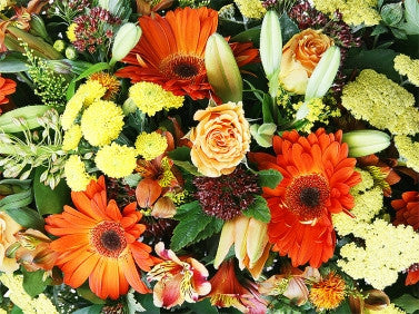 Single Ended Orange Flowers Funeral Spray