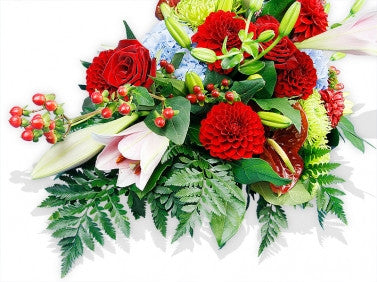 Reds, Yellows and Blues in an Oasis Dish