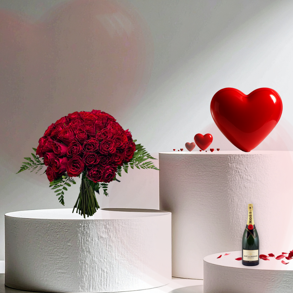 50 Red Roses & Champagne Classic