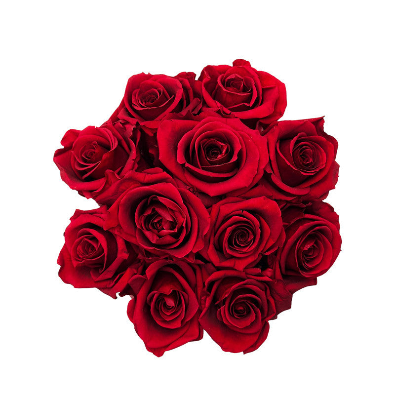 Infinity Red Roses in a Velvet Red Hat Box