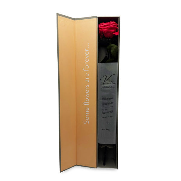 Single Long Stemmed Infinity Dark Pink Rose in Luxury Case