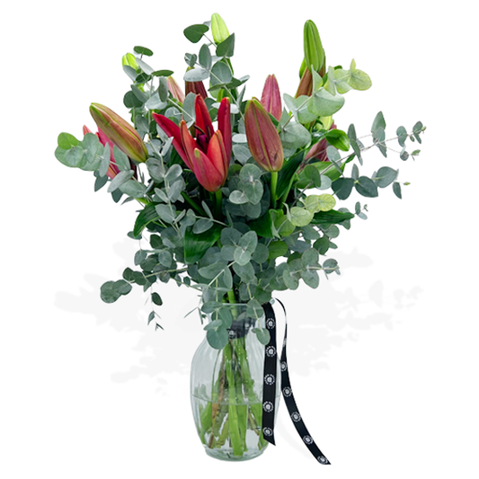 Red Lilies in a Vase