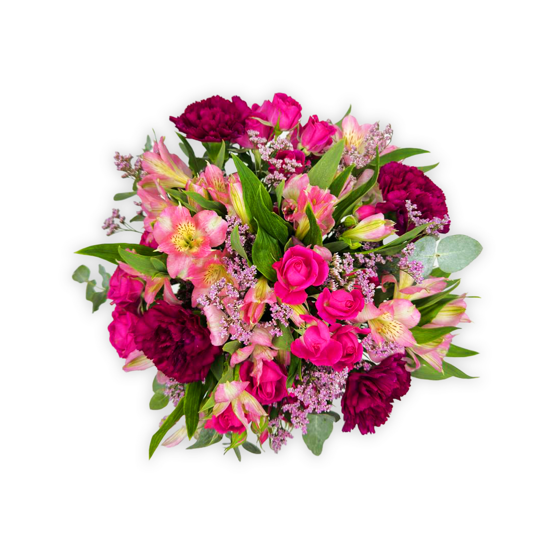 Flower Station - Romantic Bouquets for Wedding Season 1 vibrant pink roses and fiery red carnations