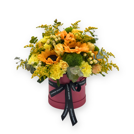 Sunshine Elegance in a Pink Hat Box