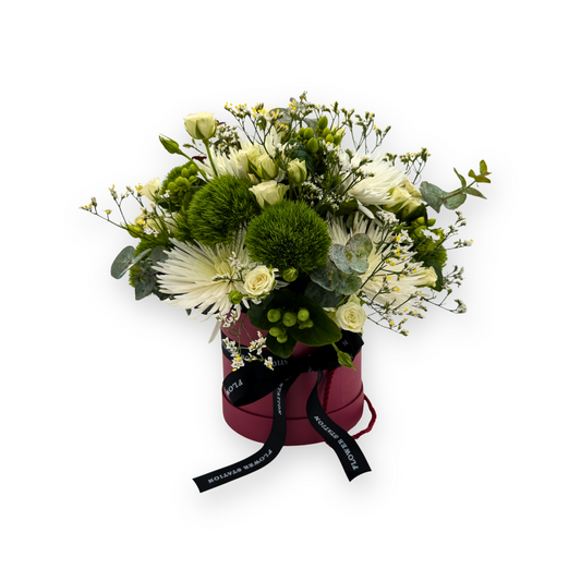 Ivory Elegance in a Pink Hat Box