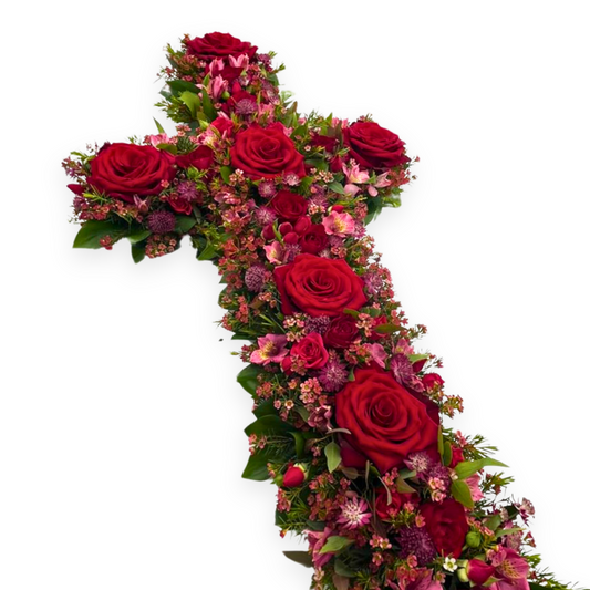 Red and Pink Funeral Cross